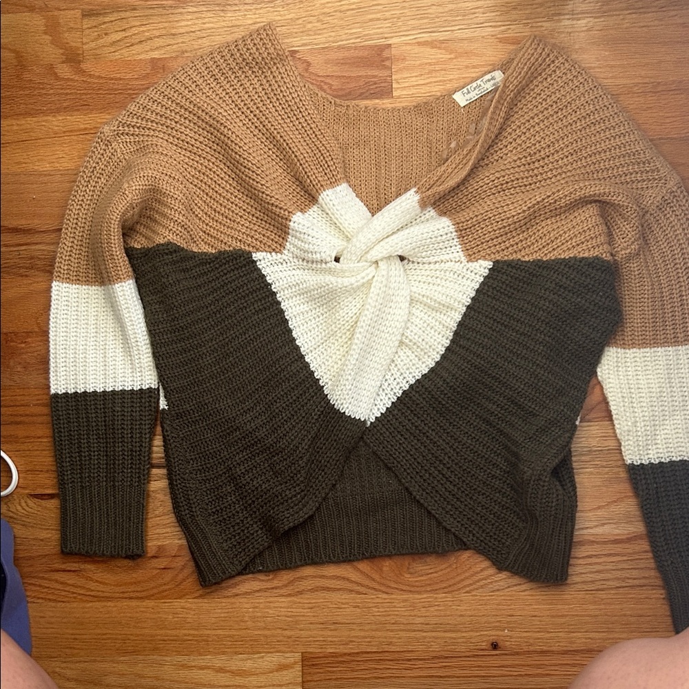 Cropped Sweater in Brown and Cream